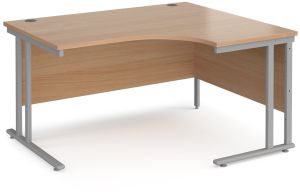 Add Furniture Beech MFC Right Handed Crescent Double Strut Cantilever Corner Desk 1400mm Wide