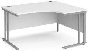 Add Furniture White MFC Right Handed Crescent Double Strut Cantilever Corner Desk 1400mm Wide