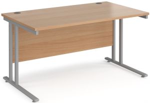 Add Furniture Beech MFC Rectangular Double Strut Cantilever Desk 1400mm Wide 800mm Deep