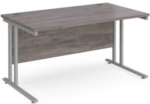 Add Furniture Grey Oak MFC Rectangular Double Strut Cantilever Desk 1400mm Wide 800mm Deep