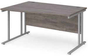 Add Furniture Grey Oak MFC Left Handed Double Strut Cantilever Wave Desk 1400mm Wide 800-990mm Deep