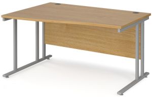 Add Furniture Oak MFC Left Handed Double Strut Cantilever Wave Desk 1400mm Wide 800-990mm Deep