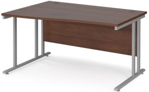 Add Furniture Walnut MFC Left Handed Double Strut Cantilever Wave Desk 1400mm Wide 800-990mm Deep