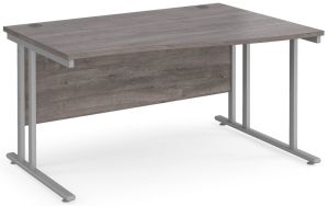 Add Furniture Grey Oak MFC Right Handed Double Strut Cantilever Wave Desk 1400mm Wide 800-990mm Deep