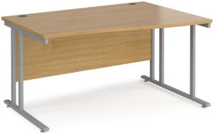 Add Furniture Oak MFC Right Handed Double Strut Cantilever Wave Desk 1400mm Wide 800-990mm Deep