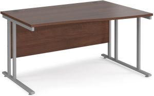 Add Furniture Walnut MFC Right Handed Double Strut Cantilever Wave Desk 1400mm Wide 800-990mm Deep