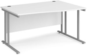 Add Furniture White MFC Right Handed Double Strut Cantilever Wave Desk 1400mm Wide 800-990mm Deep