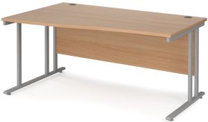 Add Furniture Oak Beech Left Handed Double Strut Cantilever Wave Desk 1600mm Wide 800-990mm Deep