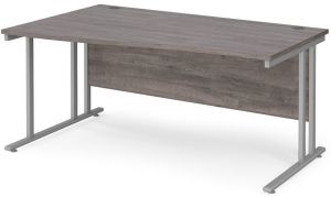 Add Furniture Grey Oak Left Handed Double Strut Cantilever Wave Desk 1600mm Wide 800-990mm Deep