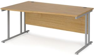 Add Furniture Oak MFC Left Handed Double Strut Cantilever Wave Desk 1600mm Wide 800-990mm Deep