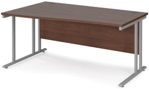 Add Furniture Walnut MFC Left Handed Double Strut Cantilever Wave Desk 1600mm Wide 800-990mm Deep