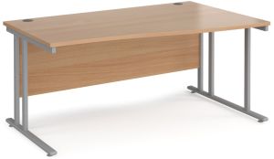 Add Furniture Oak Beech Right Handed Double Strut Cantilever Wave Desk 1600mm Wide 800-990mm Deep