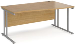 Add Furniture Oak MFC Right Handed Double Strut Cantilever Wave Desk 1600mm Wide 800-990mm Deep