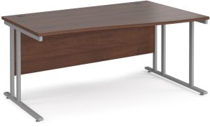 Add Furniture Walnut MFC Right Handed Double Strut Cantilever Wave Desk 1600mm Wide 800-990mm Deep