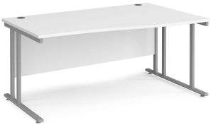 Add Furniture White MFC Right Handed Double Strut Cantilever Wave Desk 1600mm Wide 800-990mm Deep