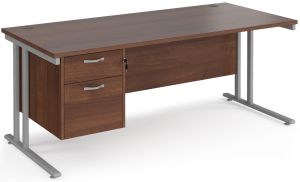 Add Furniture Walnut MFC Rectangular Double Strut Cantilever Desk 1800mm Wide 800mm Deep Inc 2D Fixed pedestal