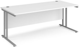 Add Furniture White MFC Rectangular Double Strut Cantilever Desk 1800mm Wide 800mm Deep