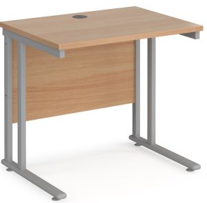 Add Furniture Beech MFC Rectangular Double Strut Cantilever Desk 1000mm Wide 600mm Deep