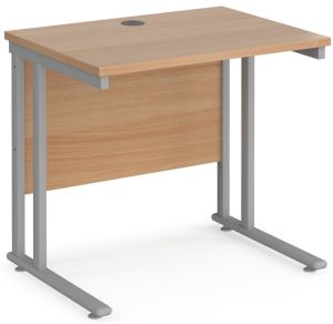 Add Furniture Beech MFC Rectangular Double Strut Cantilever Desk 800mm Wide 600mm Deep