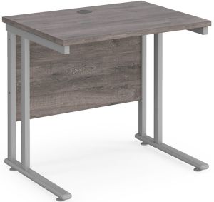 Add Furniture Grey oak MFC Rectangular Double Strut Cantilever Desk 800mm Wide 600mm Deep