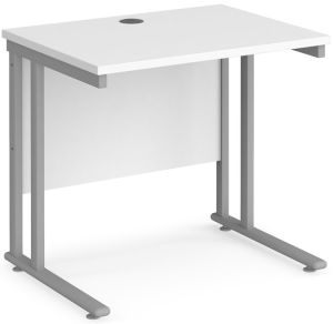 Add Furniture White MFC Rectangular Double Strut Cantilever Desk 800mm Wide 600mm Deep