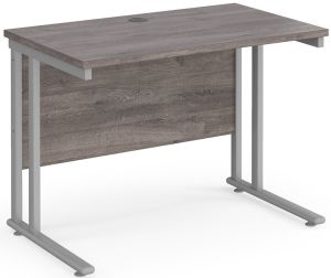 Add Furniture Grey Oak MFC Rectangular Double Strut Cantilever Desk 1000mm Wide 600mm Deep