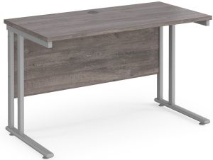 Add Furniture Grey Oak MFC Rectangular Double Strut Cantilever Desk 1200mm Wide 600mm Deep