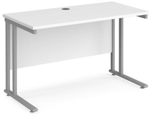 Add Furniture White MFC Rectangular Double Strut Cantilever Desk 1200mm Wide 600mm Deep