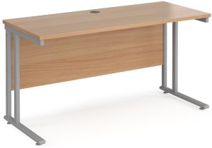 Add Furniture Beech MFC Rectangular Double Strut Cantilever Desk 1400mm Wide 600mm Deep