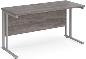 Add Furniture Grey Oak MFC Rectangular Double Strut Cantilever Desk 1400mm Wide 600mm Deep