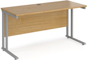 Add Furniture Oak MFC Rectangular Double Strut Cantilever Desk 1400mm Wide 600mm Deep