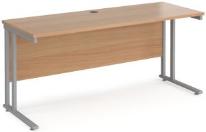 Add Furniture Beech MFC Rectangular Double Strut Cantilever Desk 1600mm Wide 600mm Deep