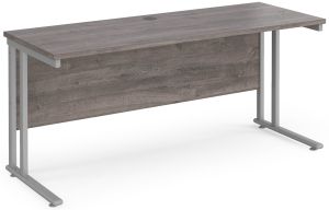 Add Furniture Grey Oak MFC Rectangular Double Strut Cantilever Desk 1600mm Wide 600mm Deep