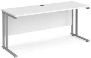 Add Furniture White MFC Rectangular Double Strut Cantilever Desk 1600mm Wide 600mm Deep