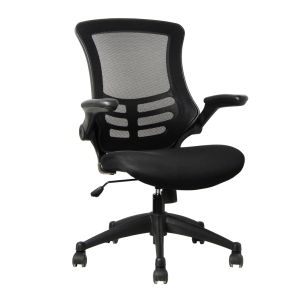 Add Black Mesh Operator Armchair & Black Frame With Folding Arms