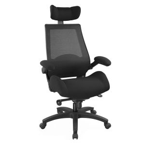 Add Heavy Duty Black Mesh Operator Armchair with Headrest