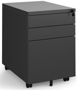 Add Black Steel 3 Drawer Wide Mobile Under Desk Pedestal 