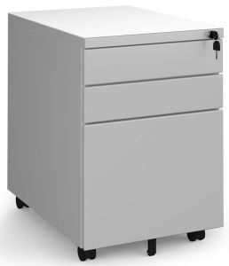 Add Silver Steel 3 Drawer Wide Mobile Under Desk Pedestal 