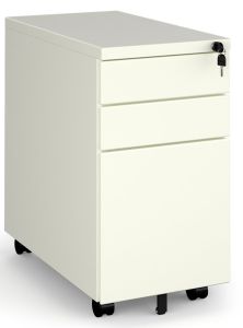 Add Slim-line White Steel 3 Drawer Wide Mobile Under Desk Pedestal 