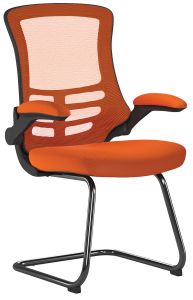 Add Luna Designer Medium Back Mesh Cantilever Chair with Folding Arms - Orange (Min Qty 2)