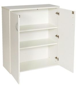 Add White MFC Office Storage Cupboard 1.2m High with 2 Adjustable Shelves