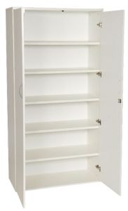 Add White MFC Office Storage Cupboard 2m High with 5 Adjustable Shelves