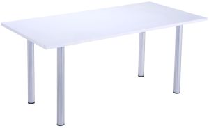 Add 16.M White MFC Meeting Room Table With 60mm Silver Tubular Legs