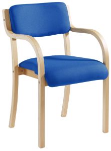 Add Stackable Prague Wooden Conference Chair with Double Arms - Blue