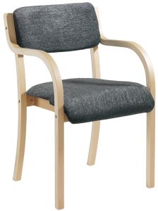 Add Stackable Prague Wooden Conference Chair with Double Arms - Charcoal