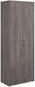 Add Furniture Universal Double Door Cupboard 2140mm High with 5 Shelves - Grey Oak