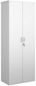 Add Furniture Universal Double Door Cupboard 2140mm High with 5 Shelves - White