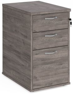 Add Grey Oak MFC Wooden 3 Drawer Desk High Pedestal 600mm Deep with Silver Handles