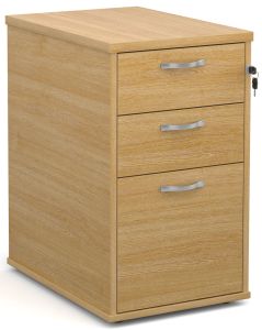 Add Oak MFC Wooden 3 Drawer Desk High Pedestal 600mm Deep with Silver Handles