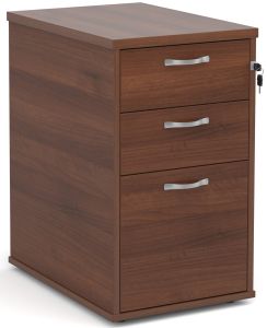 Add Walnut MFC Wooden 3 Drawer Desk High Pedestal 600mm Deep with Silver Handles